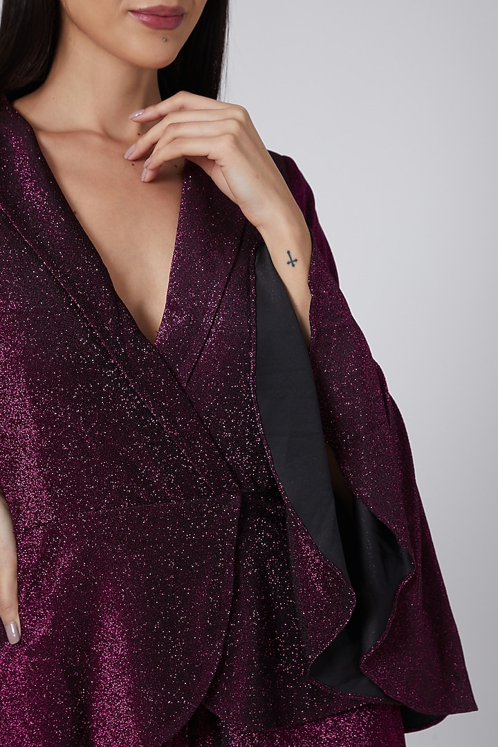 Wine Shimmer Jumpsuit by Swatee Singh at Pernia's Pop Up Shop