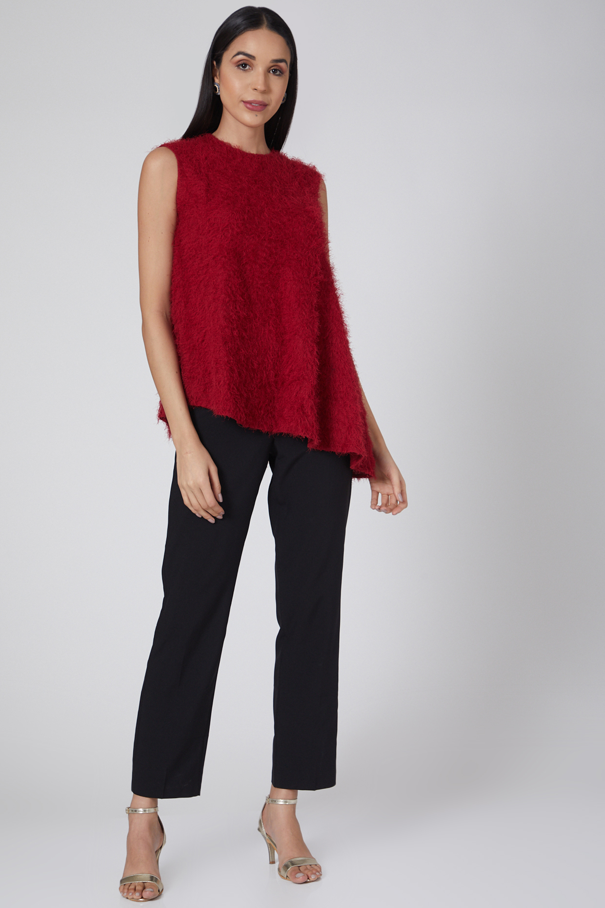 Red Asymmetric Top by Swatee Singh at Pernia's Pop Up Shop