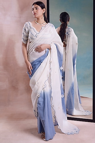 Buy Sky Blue & White Fusion Wear Sets for Women by The Kapas Online