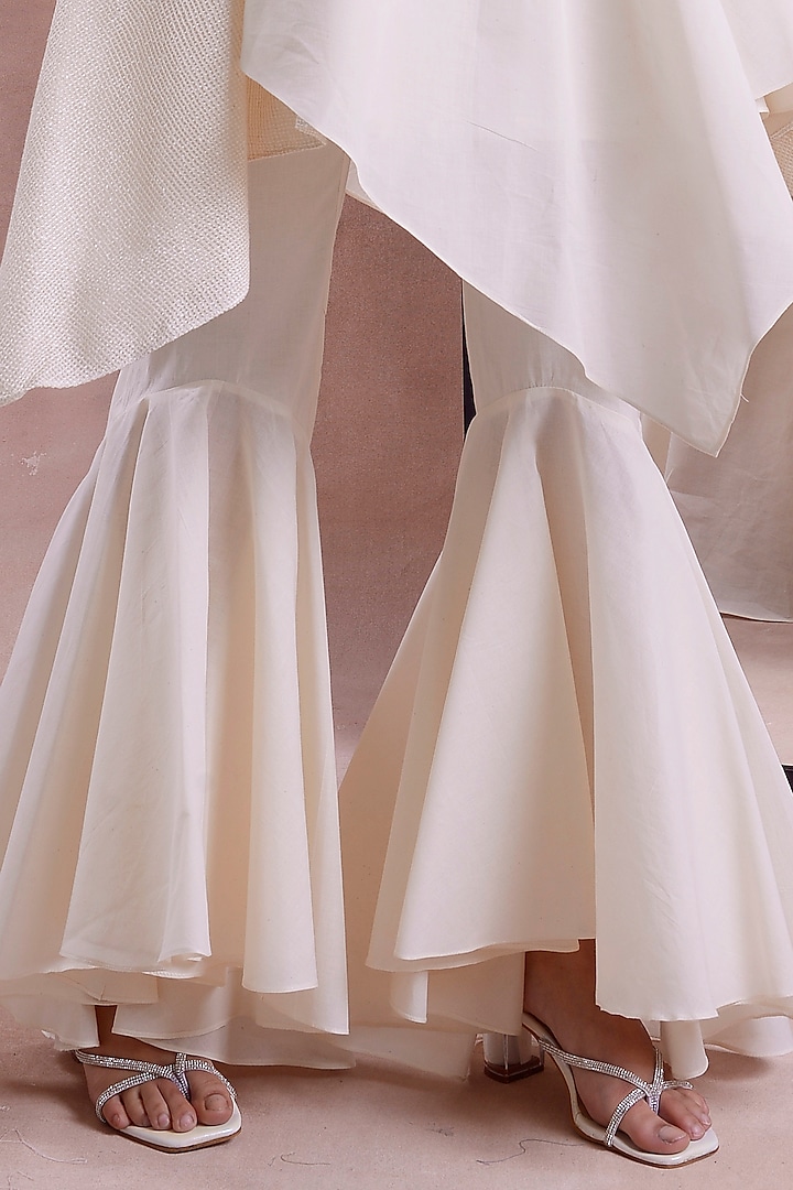 Ivory Organic Cotton High-Low Party Wear Sharara Set by Shwetanga at Pernia's Pop Up Shop