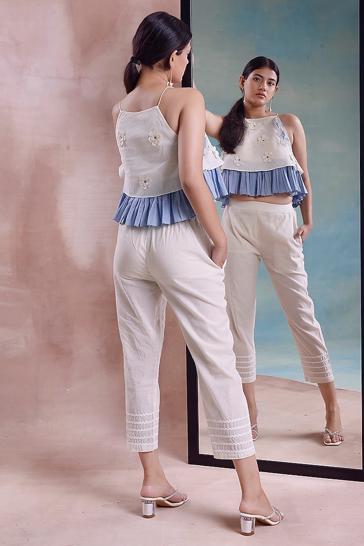 Ivory & Cerulean Organic Cotton Patchwork Co-Ord Set by Shwetanga at Pernia's Pop Up Shop