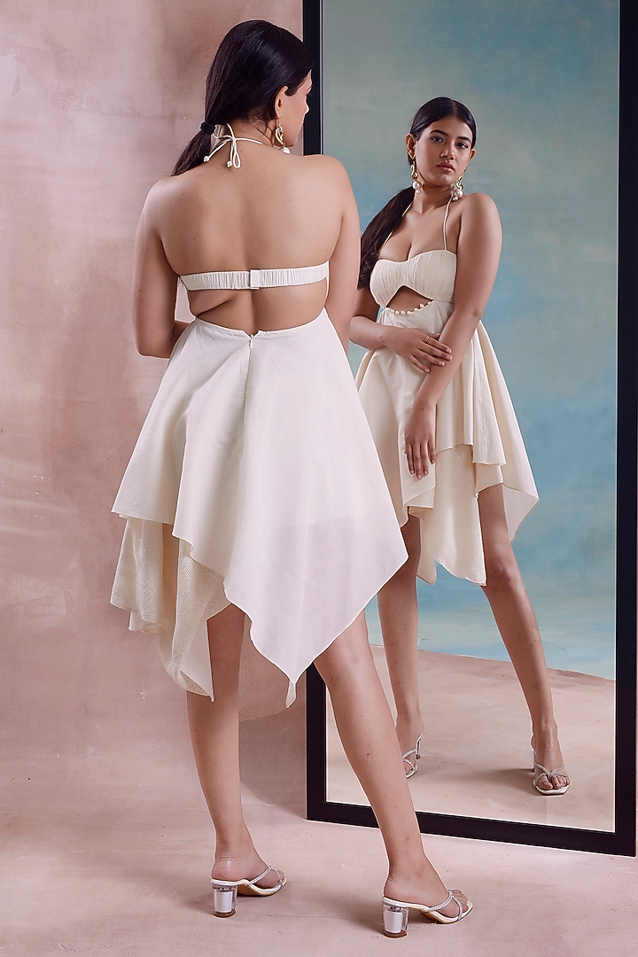 Ivory Organic Cotton Asymmetric Layered Summer Dress by Shwetanga at Pernia's Pop Up Shop