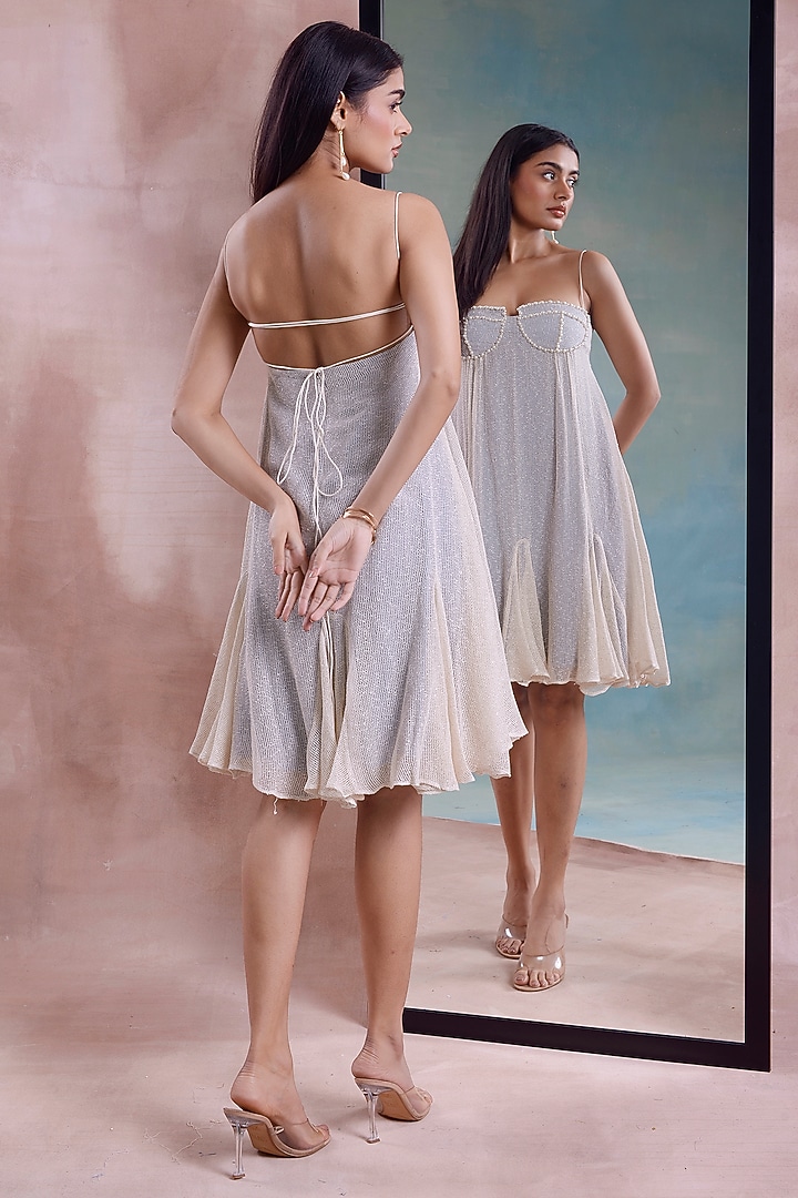 Ivory & Cerulean Organic Cotton Godet Vacation Dress by Shwetanga at Pernia's Pop Up Shop