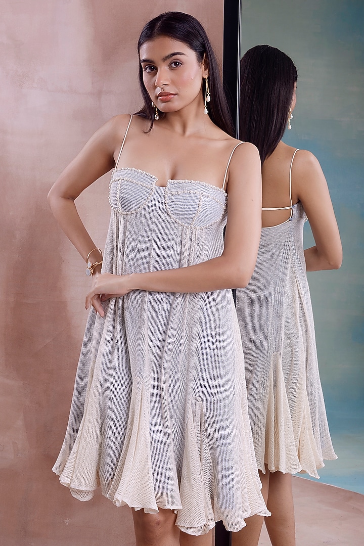 Ivory & Cerulean Organic Cotton Godet Vacation Dress by Shwetanga at Pernia's Pop Up Shop