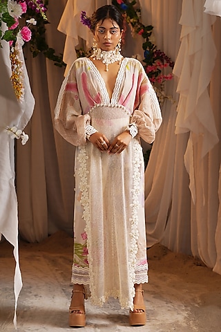 Ivory & Multi-Colored Cotton Printed Kurta Set by Shwetanga