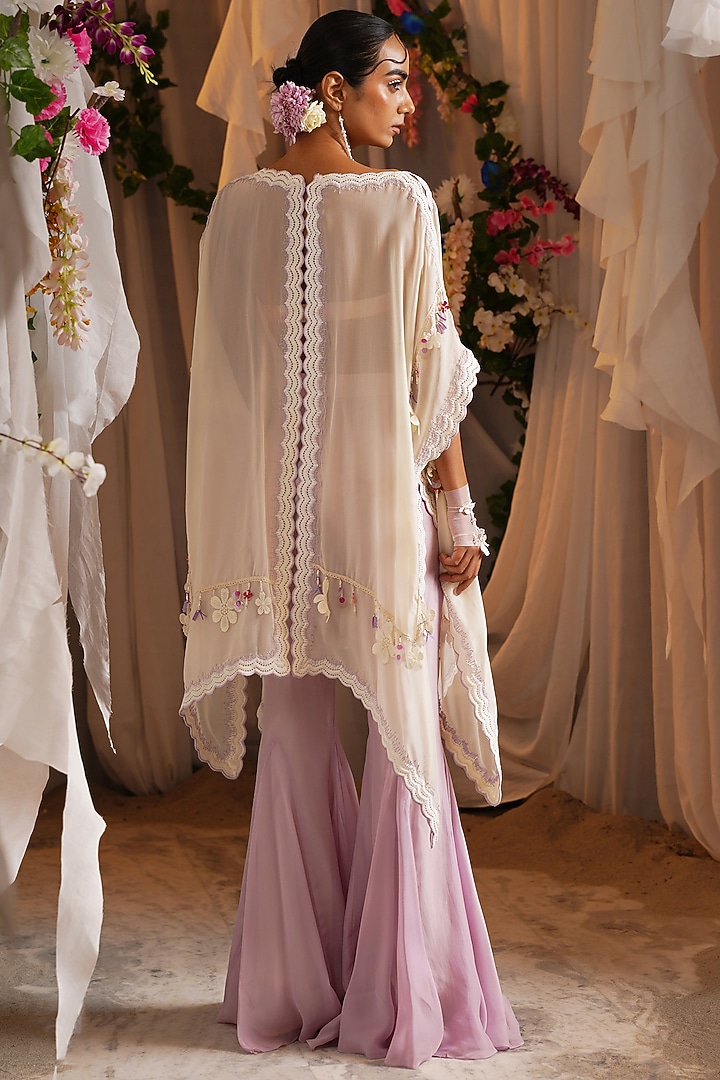 Ivory & Lavender Organza Kaftan Set by Shwetanga at Pernia's Pop Up Shop