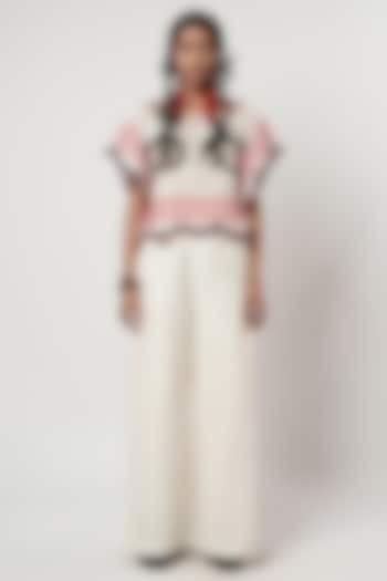 Multi-Colored Linen & Cotton Scalloped Co-Ord Set by Shwetanga at Pernia's Pop Up Shop