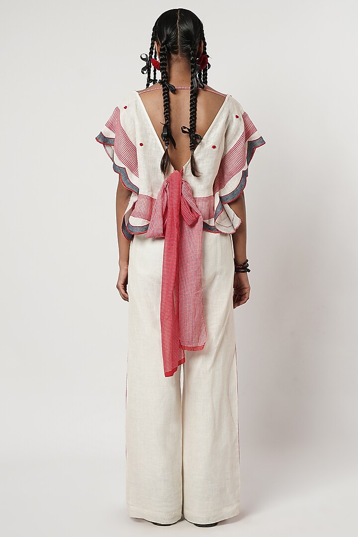 Multi-Colored Linen & Cotton Scalloped Co-Ord Set by Shwetanga at Pernia's Pop Up Shop