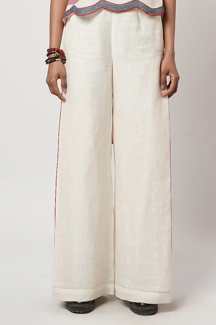 Multi-Colored Linen & Cotton Scalloped Co-Ord Set by Shwetanga at Pernia's Pop Up Shop