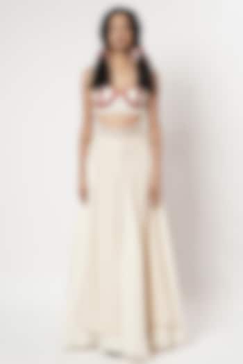 Ivory Mesh Party Wear Sharara Set by Shwetanga at Pernia's Pop Up Shop