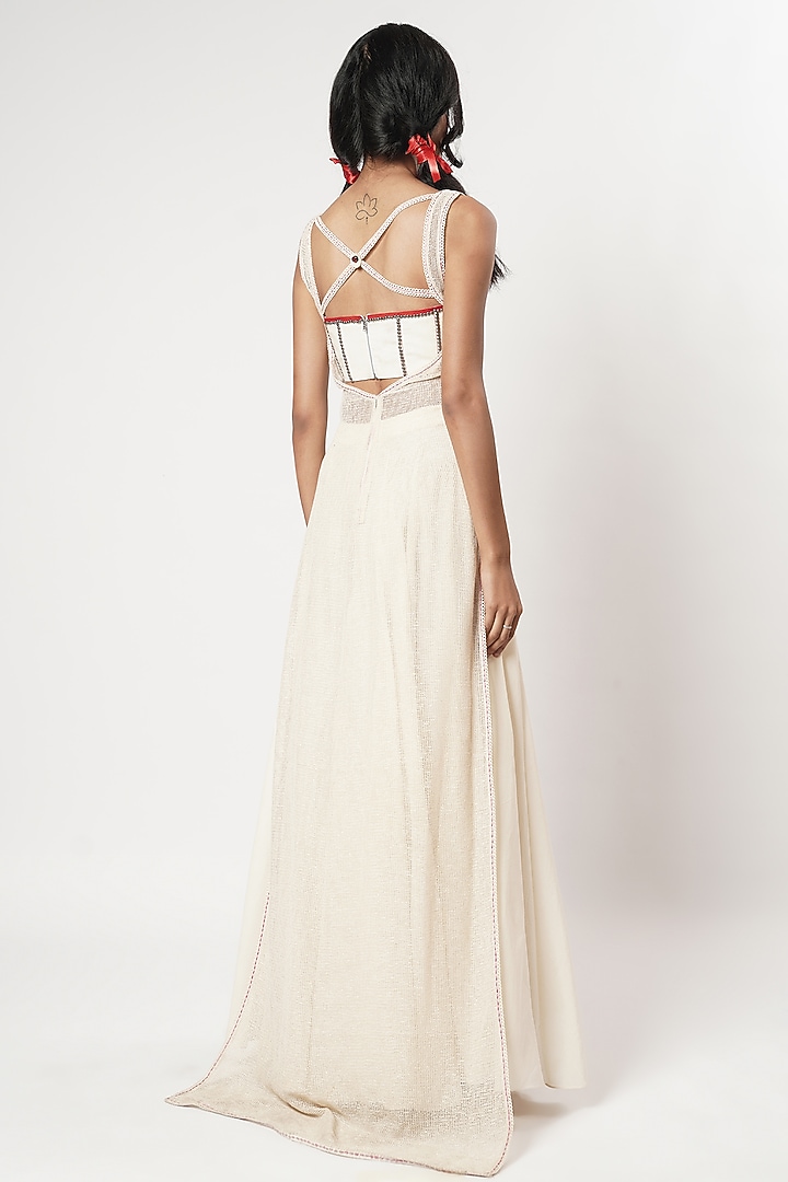 Ivory Mesh Party Wear Sharara Set by Shwetanga at Pernia's Pop Up Shop