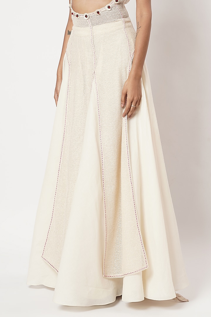 Ivory Mesh Party Wear Sharara Set by Shwetanga at Pernia's Pop Up Shop