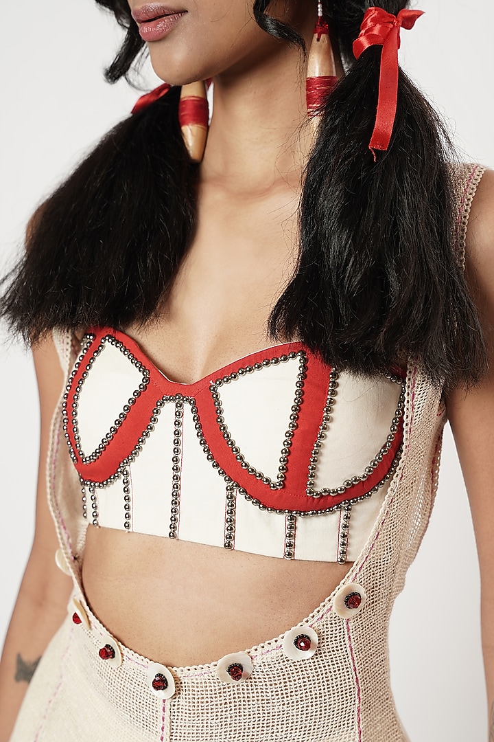 Ivory Mesh Party Wear Sharara Set by Shwetanga at Pernia's Pop Up Shop
