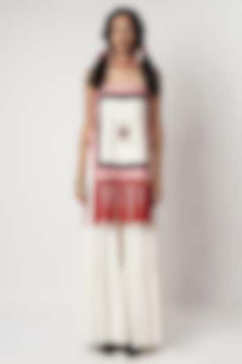 Ivory Linen & Cotton Fringed Gahered Wedding Sharara Set by Shwetanga at Pernia's Pop Up Shop