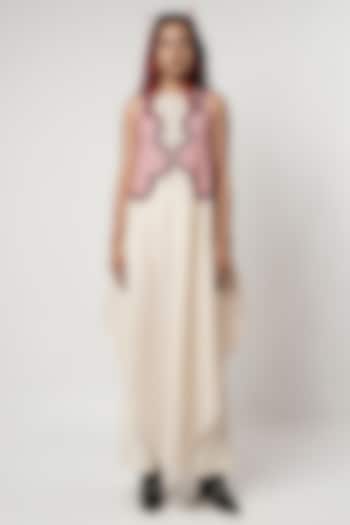 Beige Cotton & Linen Bell-Bottom Pant Set by Shwetanga at Pernia's Pop Up Shop