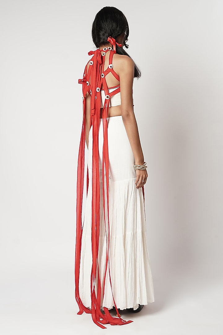 Ivory Cotton Gathered Party Wear Sharara Set by Shwetanga at Pernia's Pop Up Shop