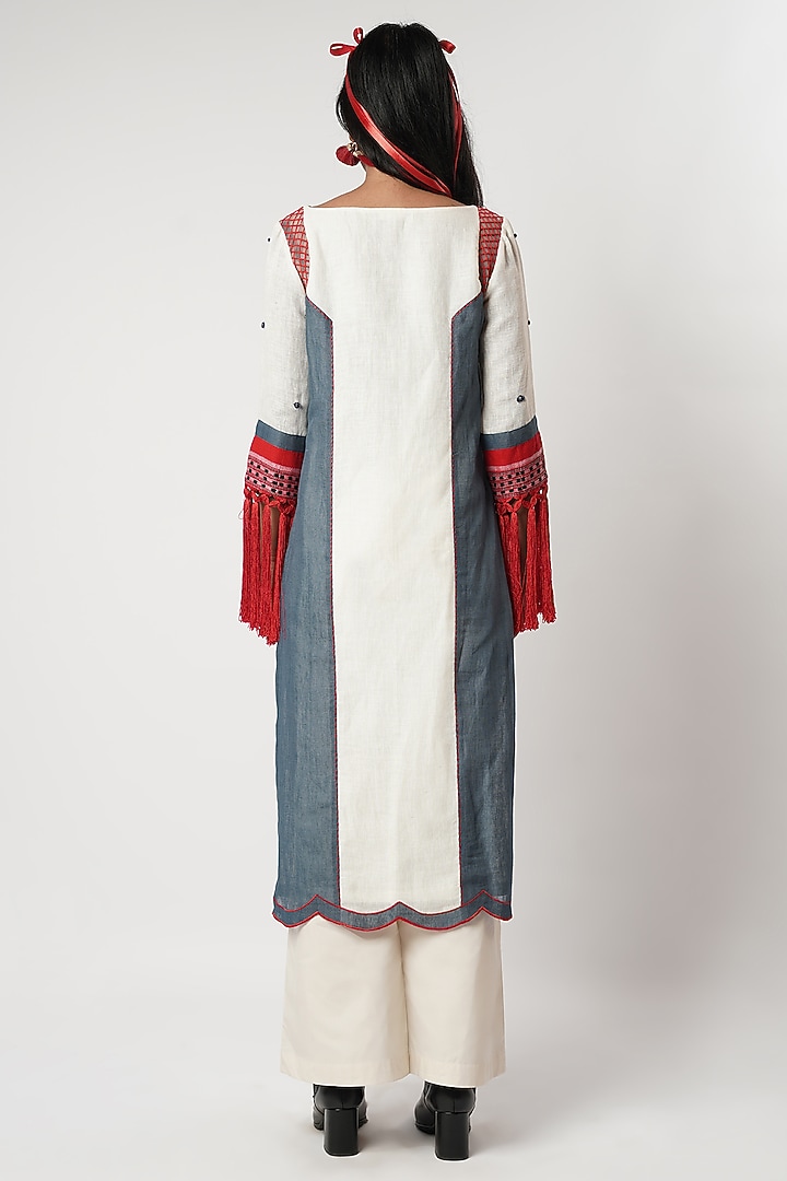 Multi-Colored Cotton Color-Blocked Kurta Set by Shwetanga at Pernia's Pop Up Shop