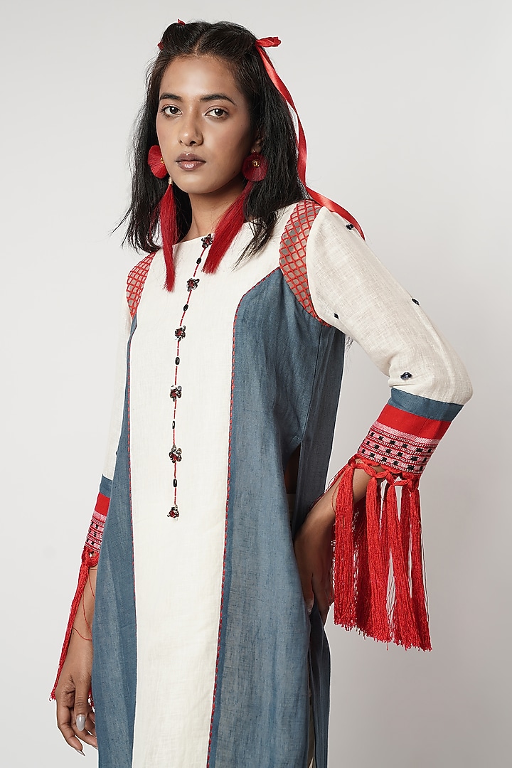 Multi-Colored Cotton Color-Blocked Kurta Set by Shwetanga at Pernia's Pop Up Shop