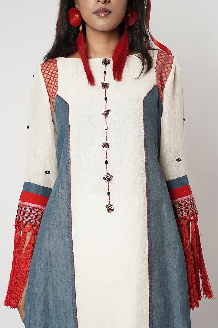 Multi-Colored Cotton Color-Blocked Kurta Set by Shwetanga at Pernia's Pop Up Shop