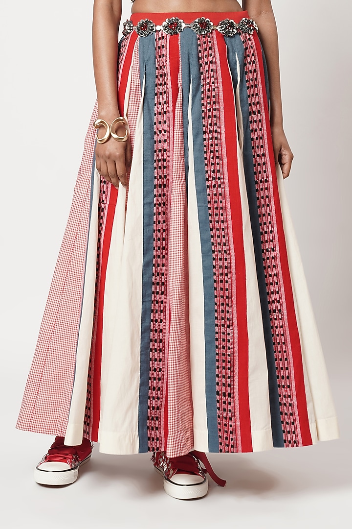 Multi-Colored Cotton Panelled Skirt Set by Shwetanga at Pernia's Pop Up Shop