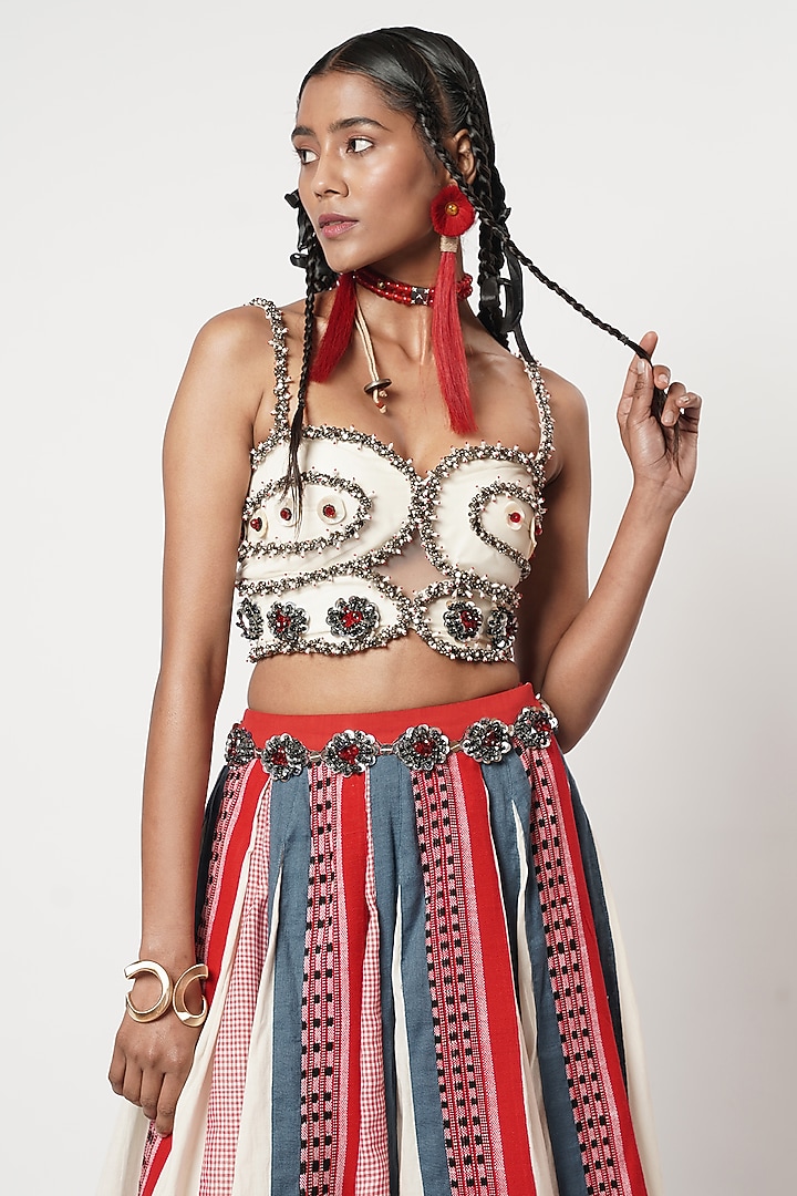 Multi-Colored Cotton Panelled Skirt Set by Shwetanga at Pernia's Pop Up Shop