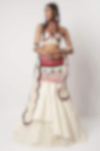 Ivory Cotton Fish-Cut Layered Skirt Set by Shwetanga at Pernia's Pop Up Shop