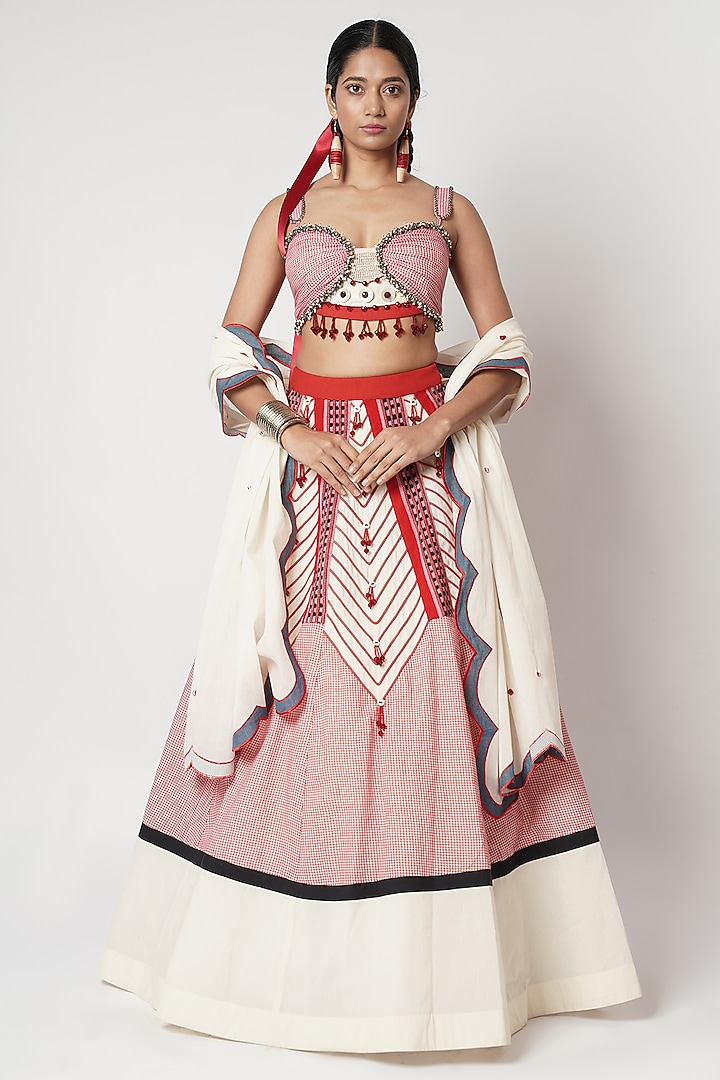 Multi-Colored Cotton Patchwork Wedding Lehenga Set by Shwetanga at Pernia's Pop Up Shop