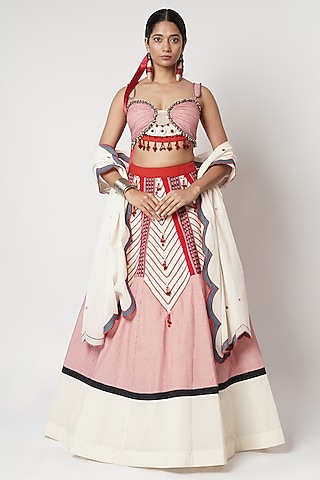 Multi-Colored Cotton Patchwork Lehenga Set by Shwetanga