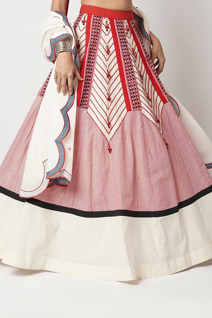 Multi-Colored Cotton Patchwork Wedding Lehenga Set by Shwetanga at Pernia's Pop Up Shop
