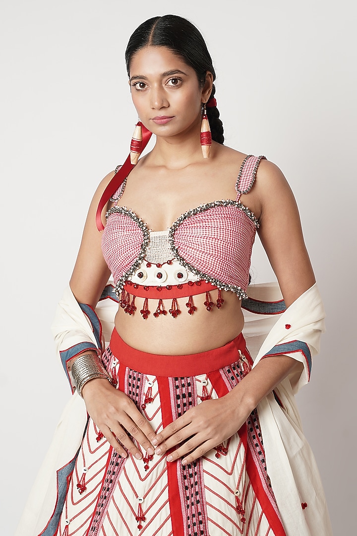 Multi-Colored Cotton Patchwork Wedding Lehenga Set by Shwetanga at Pernia's Pop Up Shop