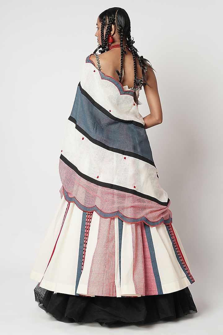 Multi-Colored Cotton Pleated Wedding Lehenga Set by Shwetanga at Pernia's Pop Up Shop