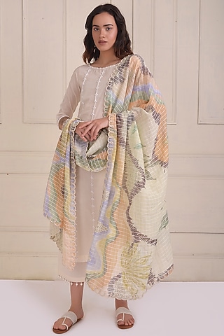 Ivory Organic Cotton Embroidered Kurta Set by Shwetanga