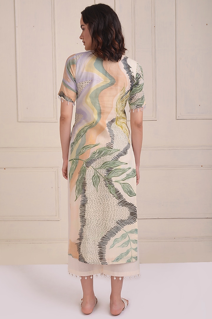 Ivory Organic Cotton Printed Kurta Set by Shwetanga at Pernia's Pop Up Shop