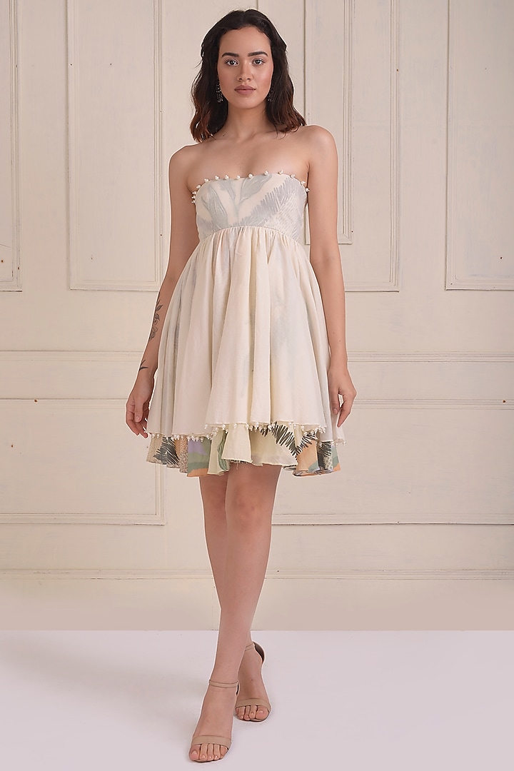 Ivory Organic Cotton Off-Shoulder Dress by Shwetanga
