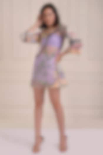 Lavender Organic Cotton Skirt Set With Dress by Shwetanga