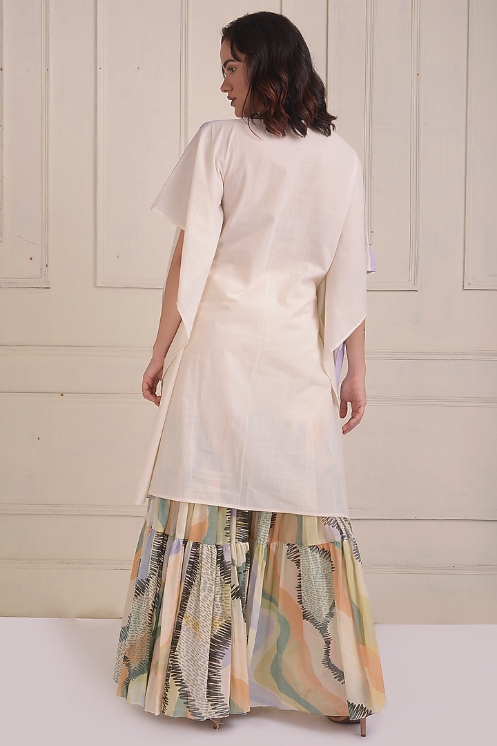 Ivory Organic Cotton Printed Party Wear Sharara Set by Shwetanga at Pernia's Pop Up Shop
