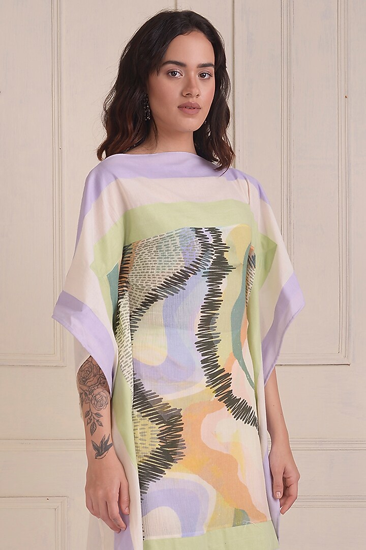 Ivory Organic Cotton Printed Party Wear Sharara Set by Shwetanga at Pernia's Pop Up Shop