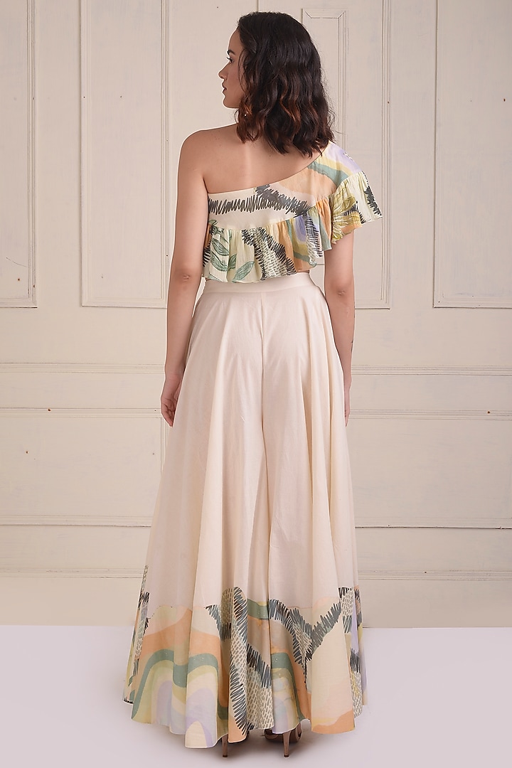 Ivory Organic Cotton Printed Party Wear Sharara Set by Shwetanga at Pernia's Pop Up Shop