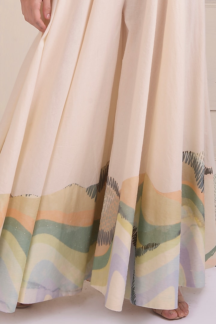 Ivory Organic Cotton Printed Party Wear Sharara Set by Shwetanga at Pernia's Pop Up Shop