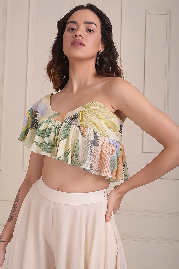 Ivory Organic Cotton Printed Party Wear Sharara Set by Shwetanga at Pernia's Pop Up Shop
