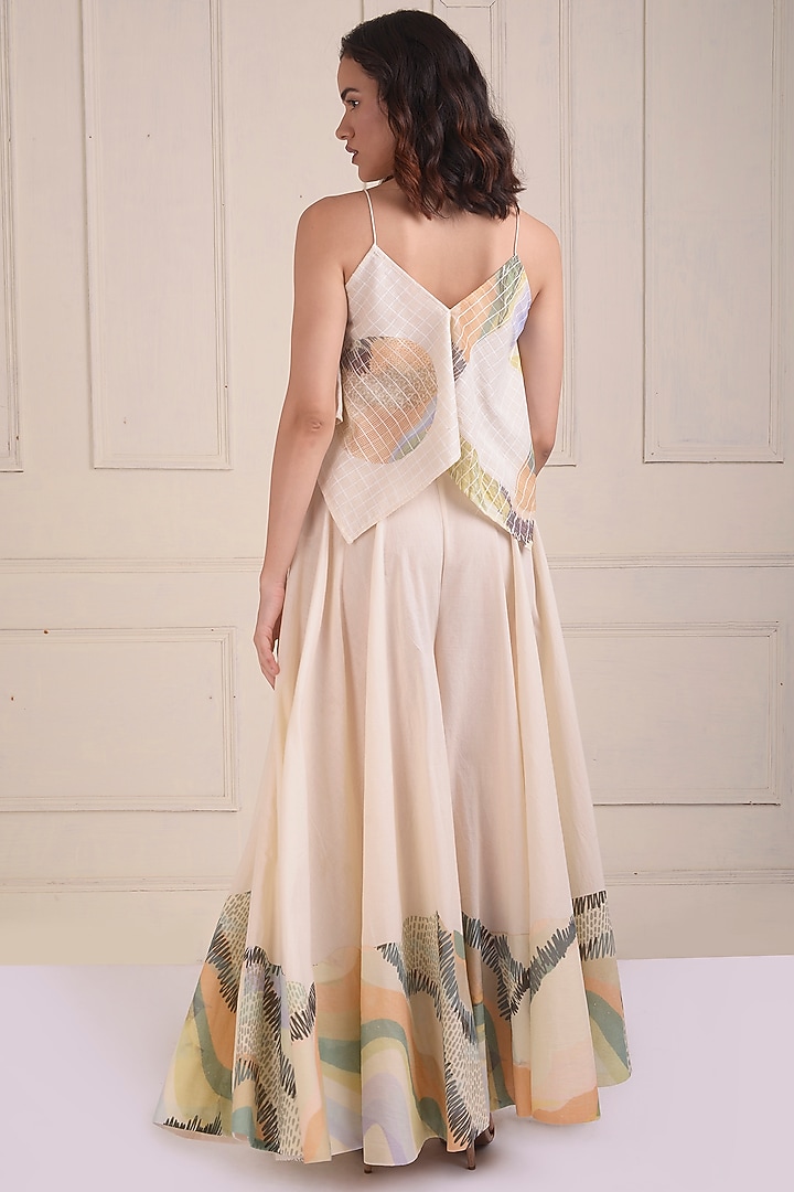 Ivory Organic Cotton Printed Party Wear Sharara Set by Shwetanga at Pernia's Pop Up Shop