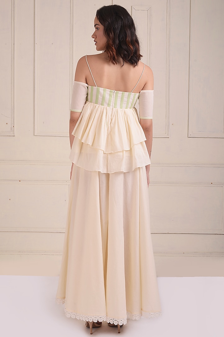 Ivory Organic Cotton Party Wear Sharara Set by Shwetanga at Pernia's Pop Up Shop