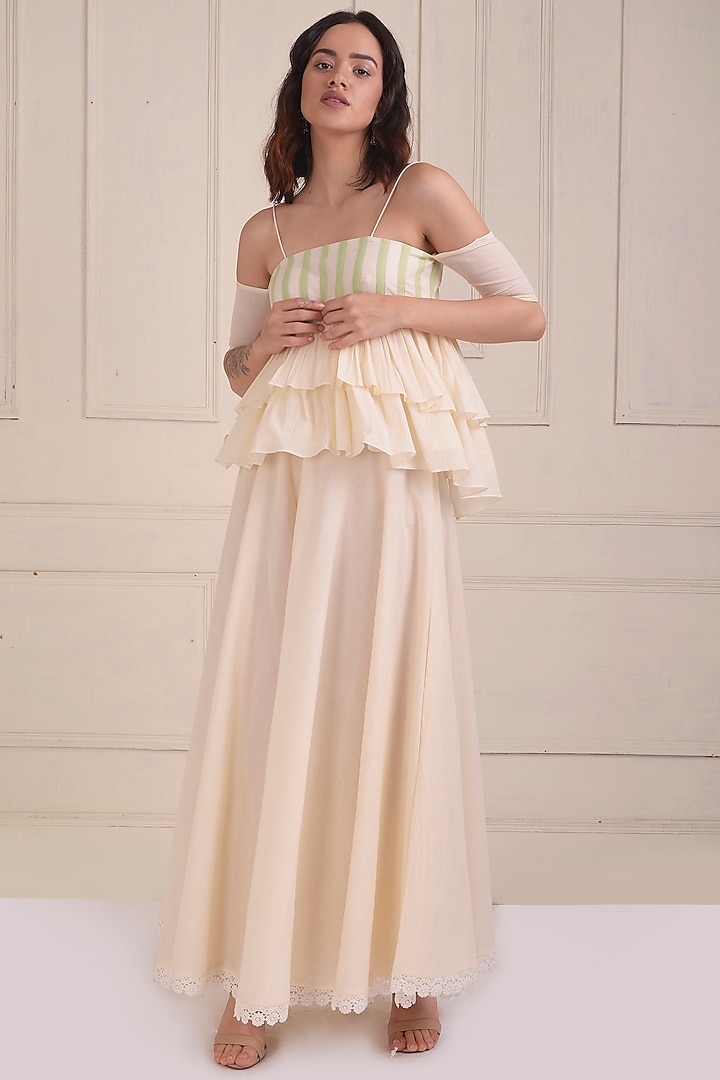 Ivory Organic Cotton Party Wear Sharara Set by Shwetanga at Pernia's Pop Up Shop