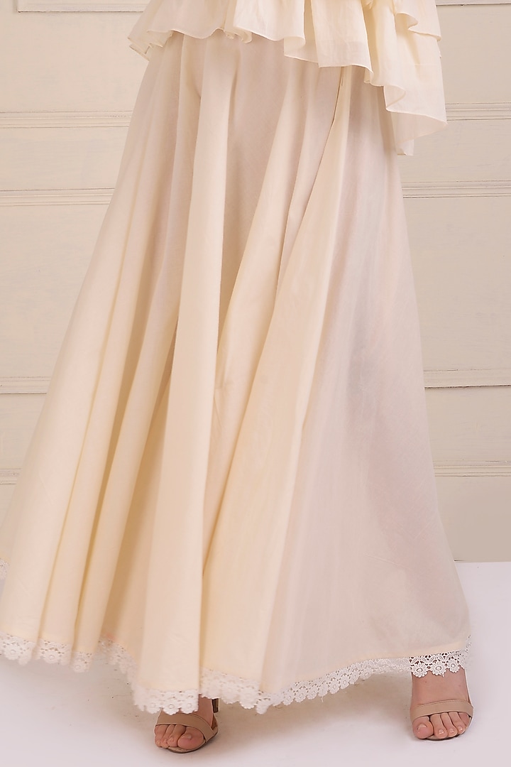 Ivory Organic Cotton Party Wear Sharara Set by Shwetanga at Pernia's Pop Up Shop