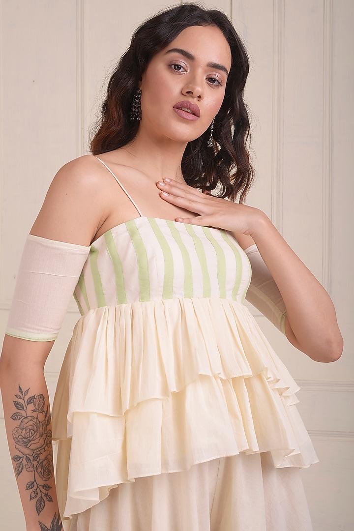 Ivory Organic Cotton Party Wear Sharara Set by Shwetanga at Pernia's Pop Up Shop