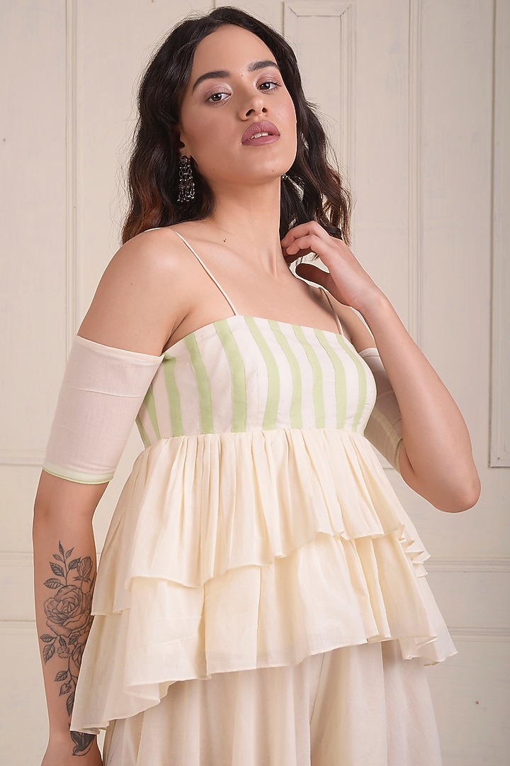 Ivory Organic Cotton Party Wear Sharara Set by Shwetanga at Pernia's Pop Up Shop