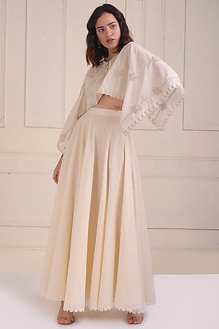Ivory Organic Cotton Sharara Set by Shwetanga