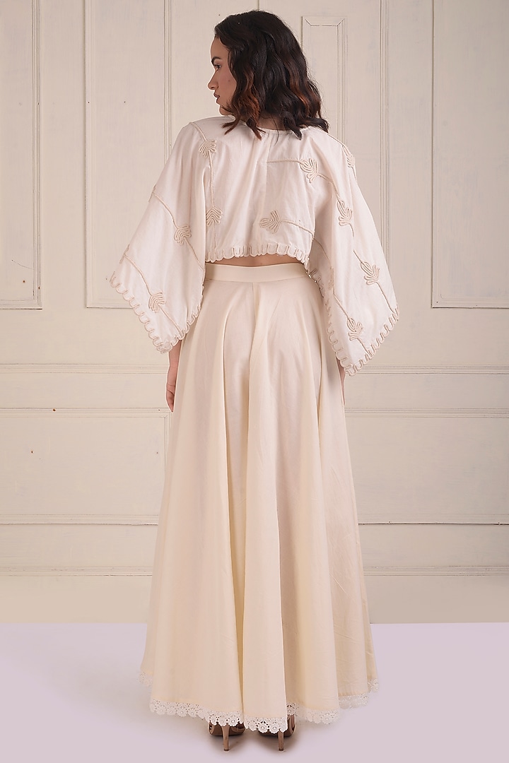 Ivory Organic Cotton Party Wear Sharara Set by Shwetanga at Pernia's Pop Up Shop