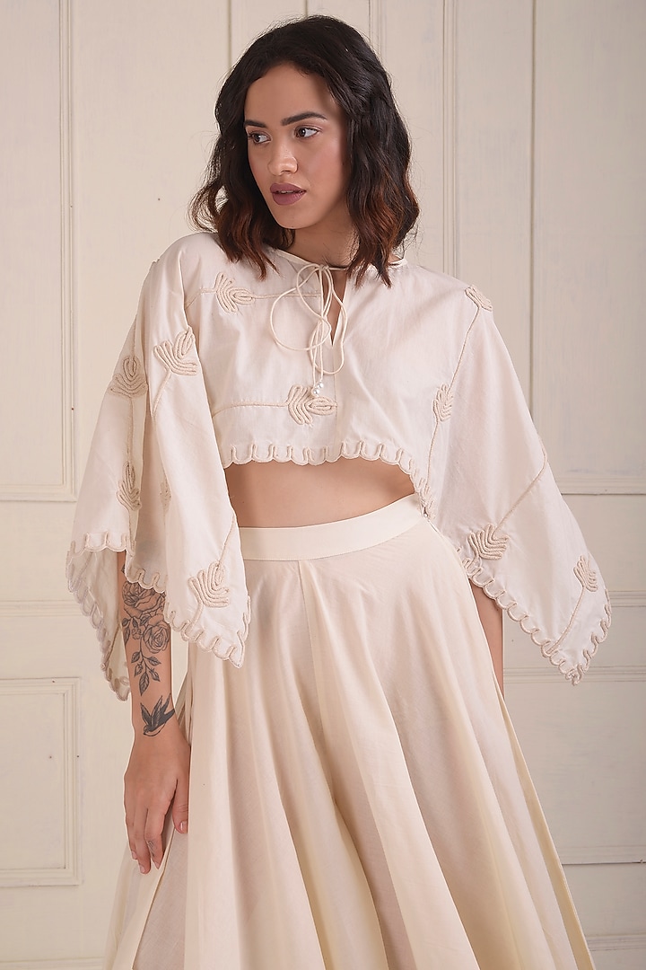 Ivory Organic Cotton Party Wear Sharara Set by Shwetanga at Pernia's Pop Up Shop