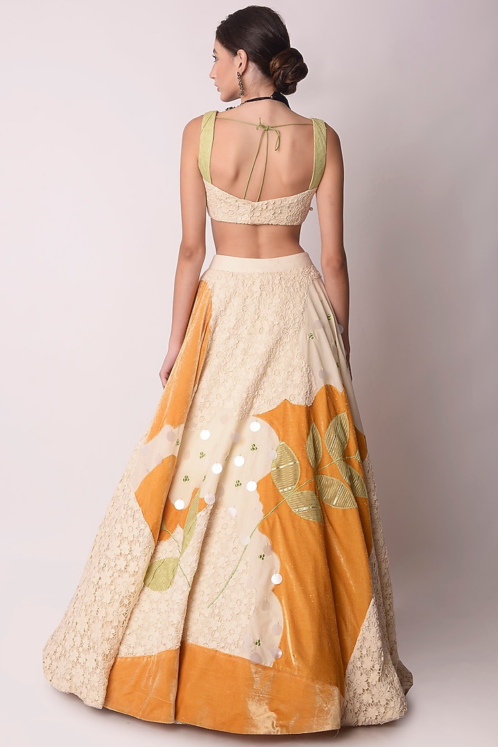 Ivory Organic Cotton Wedding Lehenga Set by Shwetanga at Pernia's Pop Up Shop
